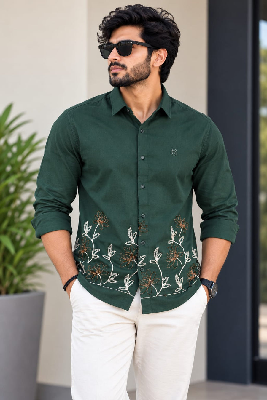 RAW FADE EMBROIDERY SHIRTS - 001