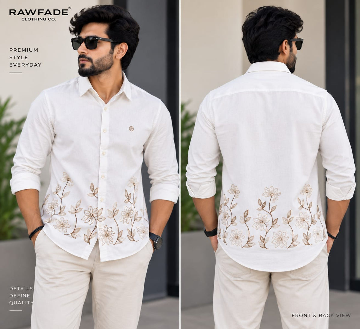 RAW FADE EMBROIDERY SHIRTS - 006