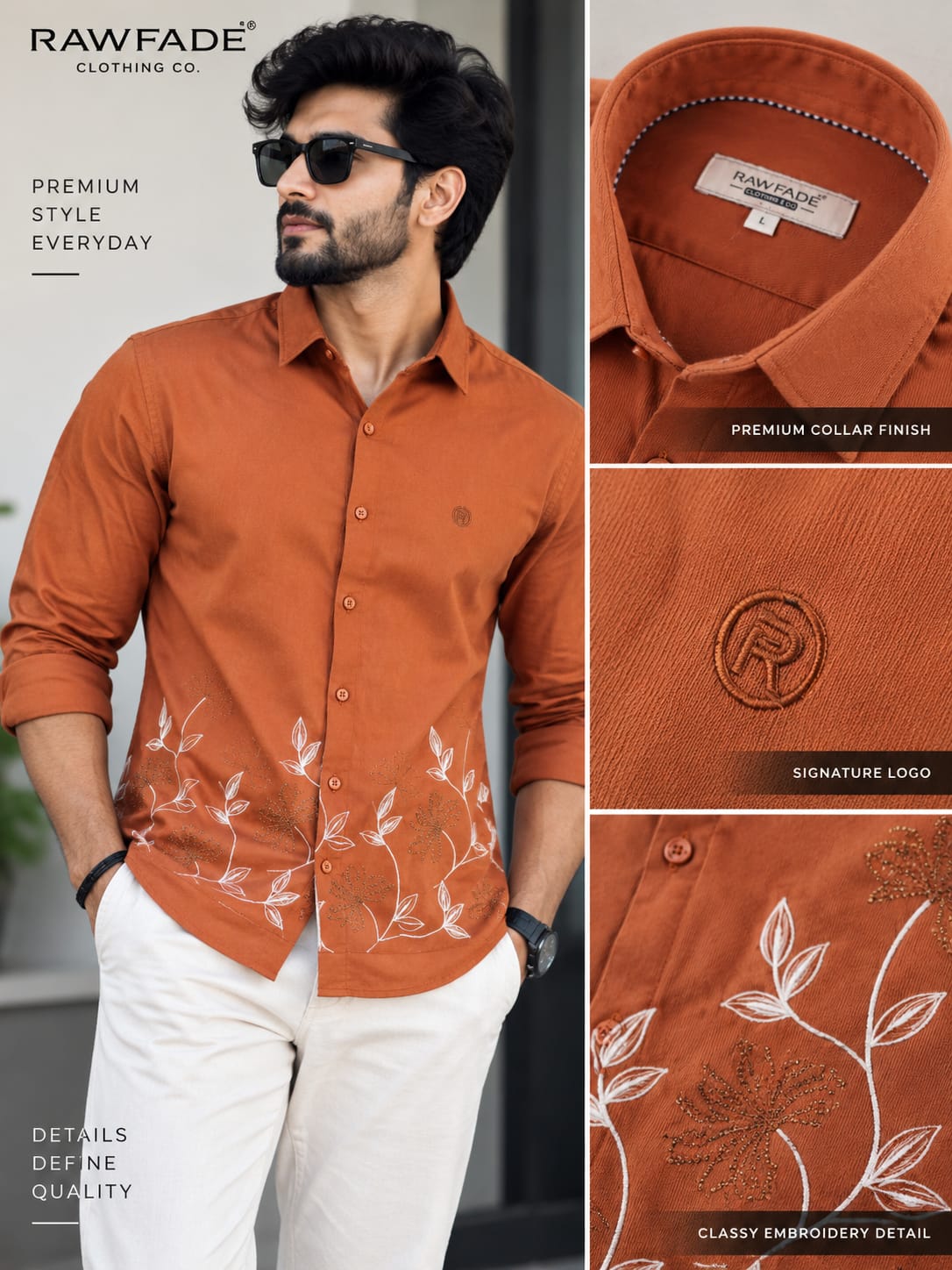 RAW FADE EMBROIDERY SHIRTS - 007