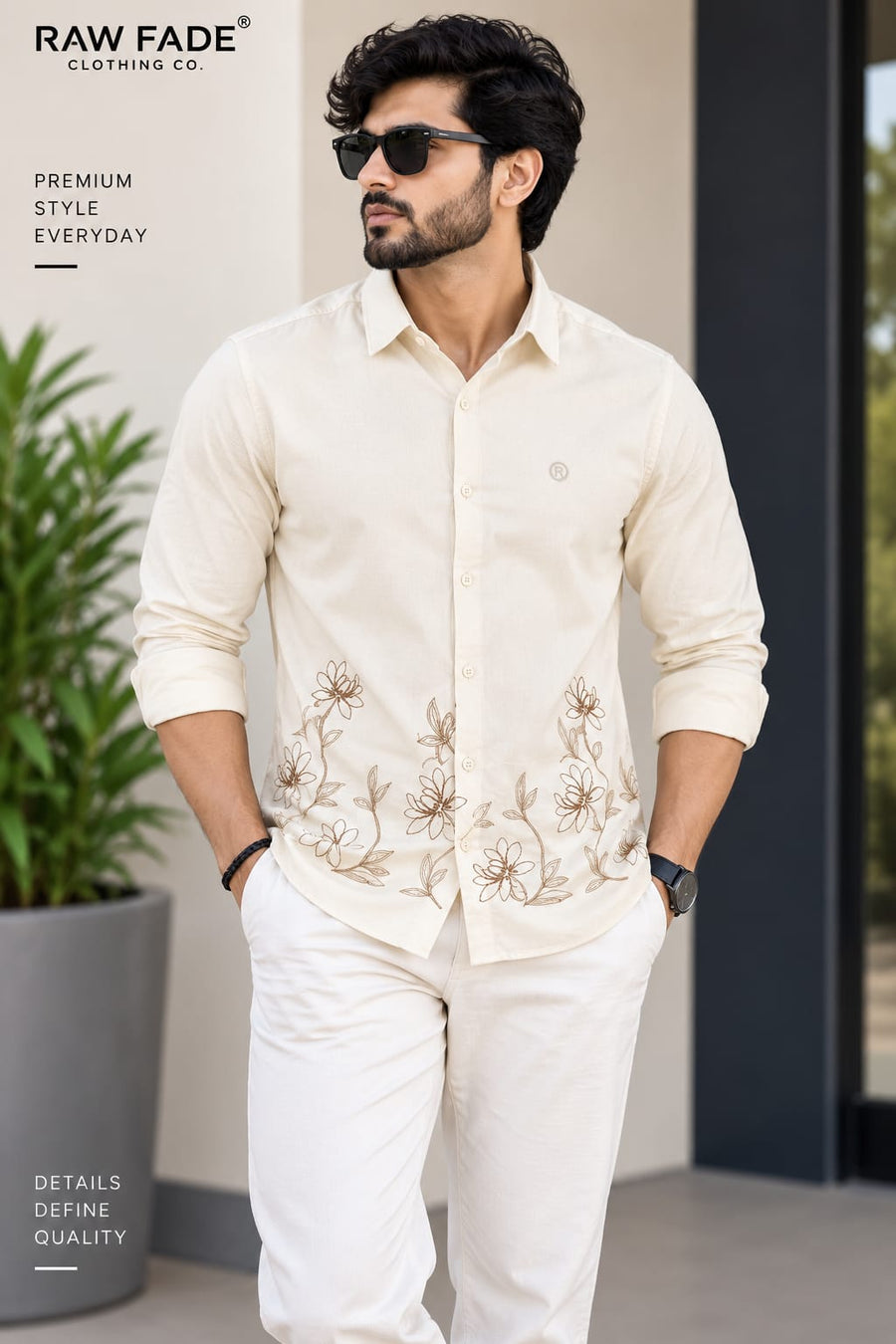 RAW FADE EMBROIDERY SHIRTS - 003